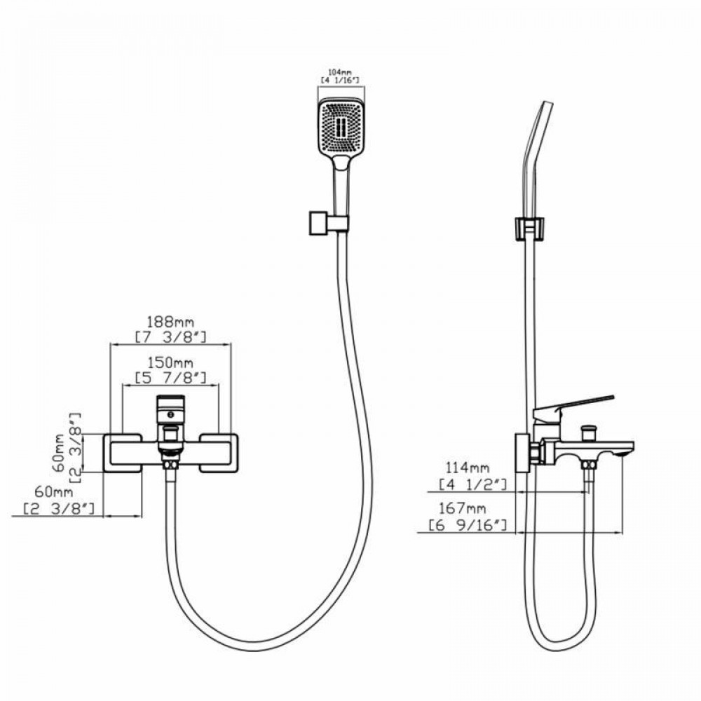 Змішувач для ванни Qtap Capricorn з душовим гарнітуром Chrome (k35) QTCAP3060102C48222 SD00054346