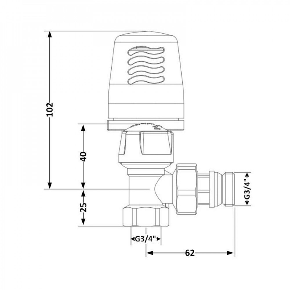 Кран радіаторний термостатичний Icma 3/4"ВН кутовий №764+940 82764AE06940 SD00054417