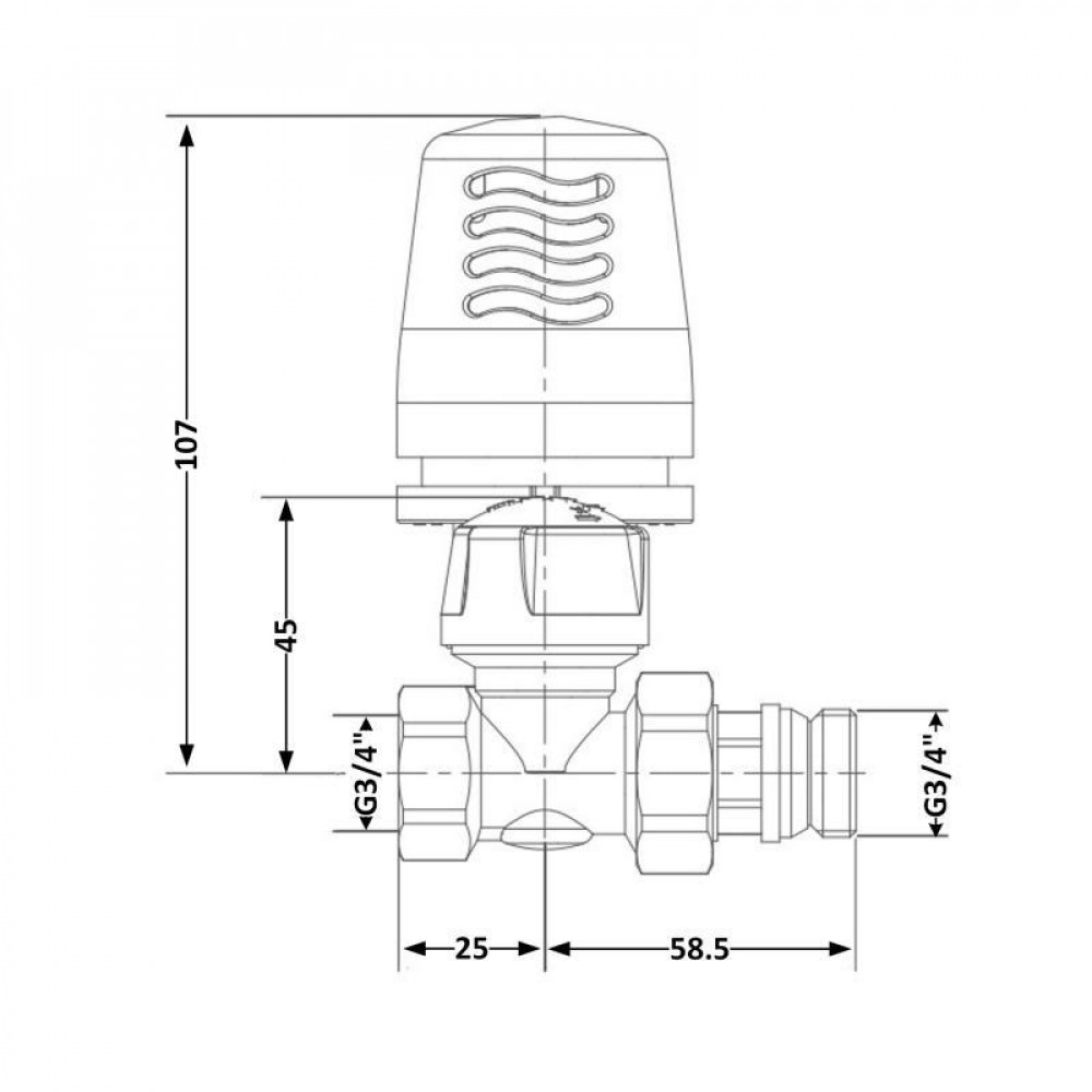 Кран радіаторний термостатичний Icma 3/4"ВЗ прямий №765+940 82765AE06940 SD00054418
