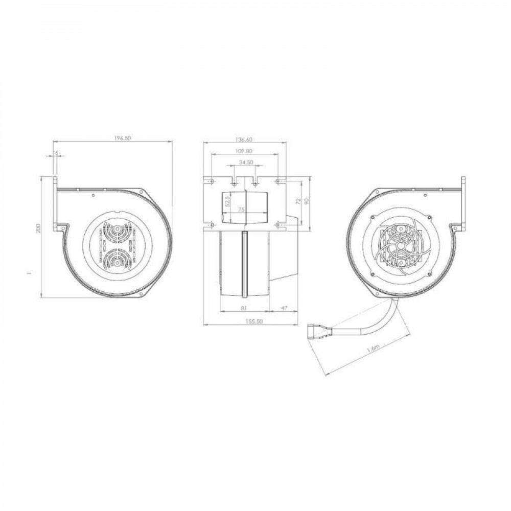 Вентилятор Thermo Alliance TA100 для котла до 30 кВт, 80Вт, 180 м. куб. SD00054431