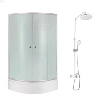 Комплект для душевої Latwa: Душева кабіна LLSC9090SATMIDFR2SET+Душева система на 3 споживача LDLAT1030WHI45427