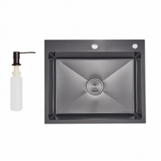 Lidz Handmade H6050HB Мийка для кухні інтегрована Decor Black PVD Honeycomb 2,5/0,5 мм LDH6050BDECPVD48371