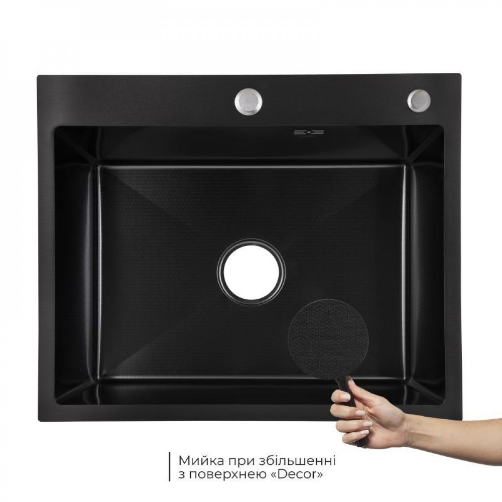 Lidz Handmade H6050HB Мийка для кухні інтегрована Decor Black PVD Honeycomb 2,5/0,5 мм LDH6050BDECPVD48371 SD00054495