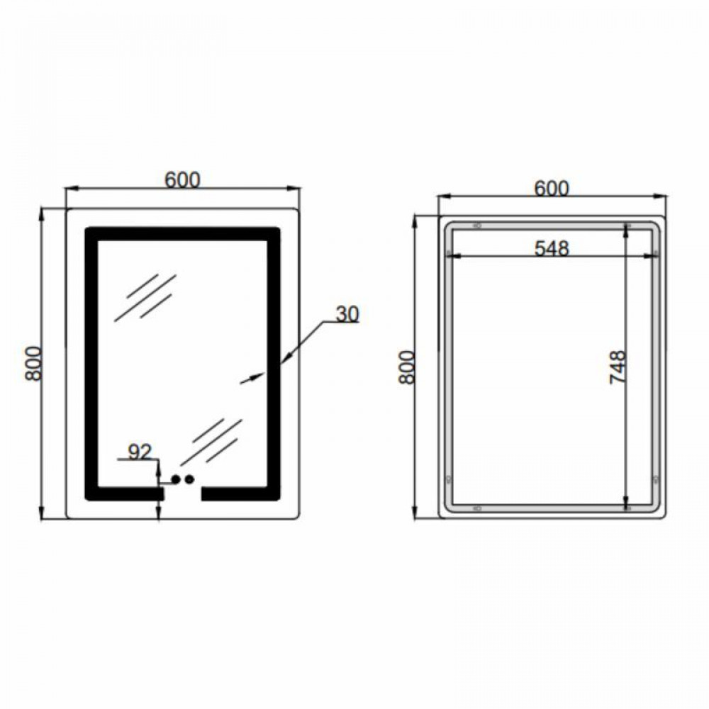Зеркало Lidz Kubis (KU2) 600х800 с LED-подсветкой Touch, с антизапотеванием, с диммером, рег. яркости LD78LF937608048449 SD00054573