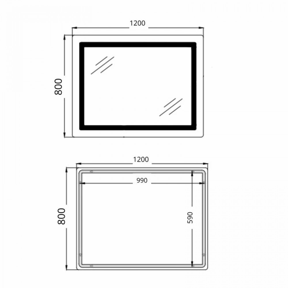 Дзеркало Qtap Cardinal (CA2) 1200х800 з LED-підсвічуванням Touch, з антизапотіванням, з димером, рег. темп. кольору (3000-6500K) SD00054578