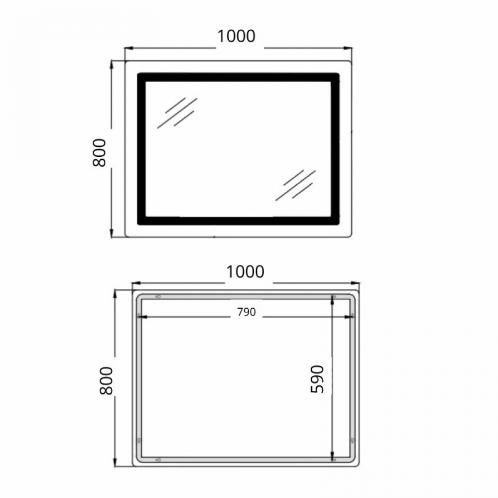 Дзеркало Qtap Cardinal (CA2) 1000х800 з LED-підсвічуванням Touch, з антизапотіванням, з димером, рег. темп. кольору (3000-6500K) SD00054579