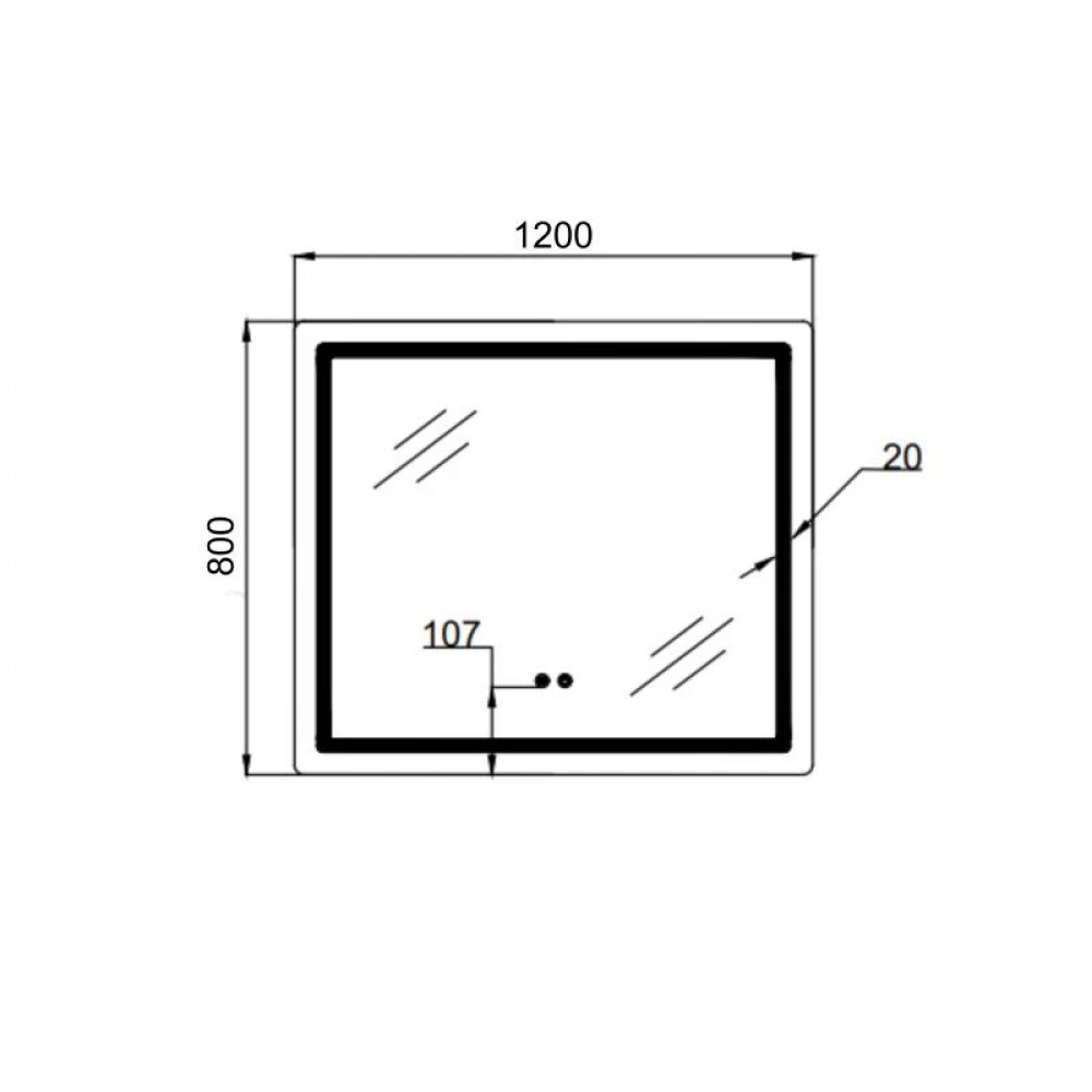 Дзеркало Qtap Mideya MI1) 1200х800 з LED-підсвічуванням Touch, з антизапотіванням, димером, рег. яскравості QT2078F12080 SD00054584