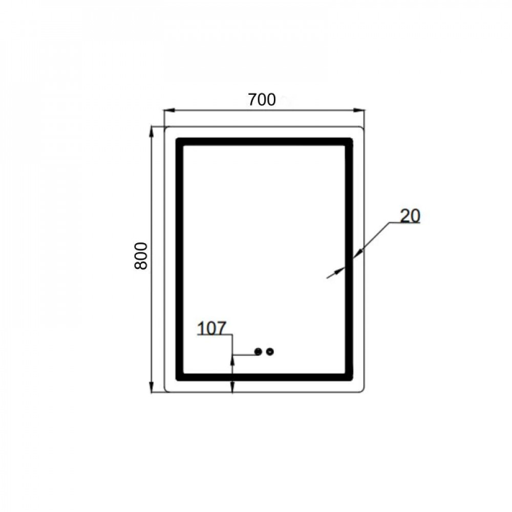 Зеркало Qtap Mideya (MI2) 700х800 с LED-подсветкой Touch, с антизапотеванием, диммером, рег. яркости QT2078DCF7080 SD00054585