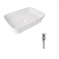 Комплект Qtap Virgo N: Раковина накладна 560x380x130 мм, White, прямокутна + Донний клапан Pop-up PU02
