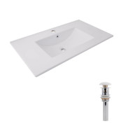 Комплект Albatross: Раковина врезная мебельная 820x460x180 мм, White, прямоугольная + Донный клапан Pop-up PU02O