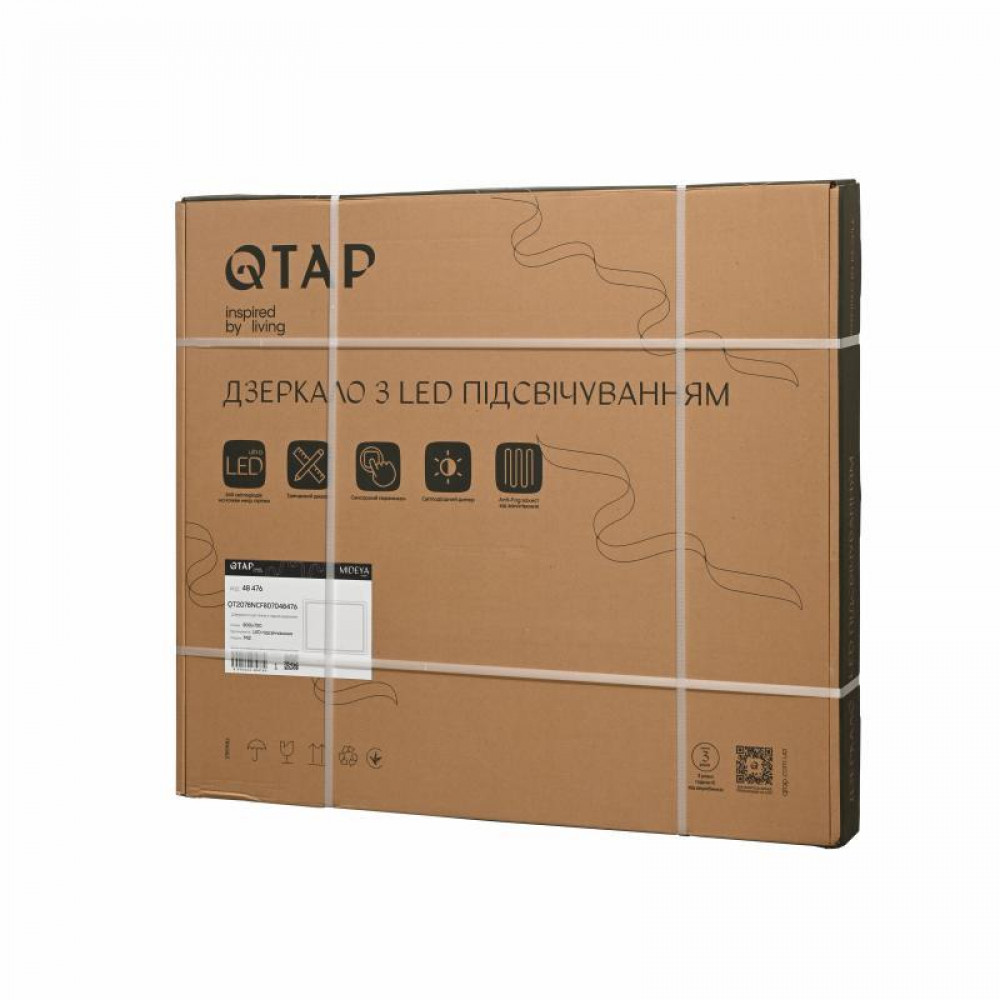 Зеркало Qtap Mideya (MI2) 800х700 с LED-подсветкой Touch, с антизапотеванием, с диммером, рег. яркости QT2078NCF807048476 SD00054600