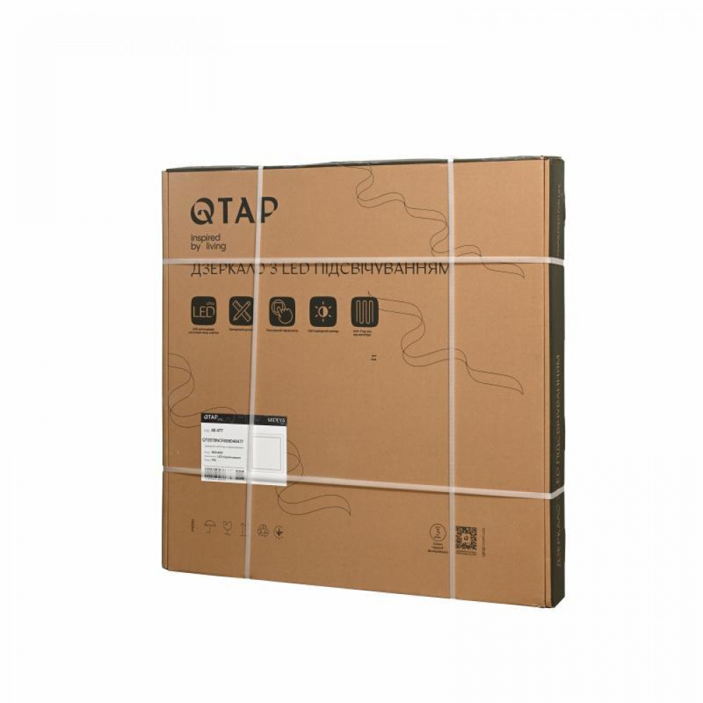 Дзеркало Qtap Mideya (MI1) 800x800 з LED-підсвічуванням Touch, з антизапотіванням, димером, рег. яскравості QT2078NCF808048477 SD00054601