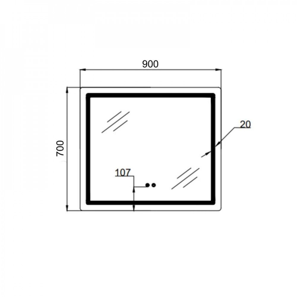 Дзеркало Qtap Mideya (MI2) 900х700 з LED-підсвічуванням Touch, з антизапотіванням, з димером, рег. яскравості QT2078NCF9070 SD00054604