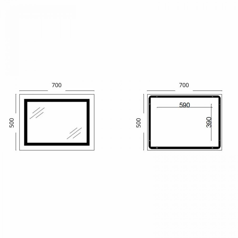 Дзеркало Lidz Kubis (KU1) 700х500 з LED-підсвічуванням Touch, з антизапотіванням, з димером, рег. яскравості LD78LF90448485 SD00054609