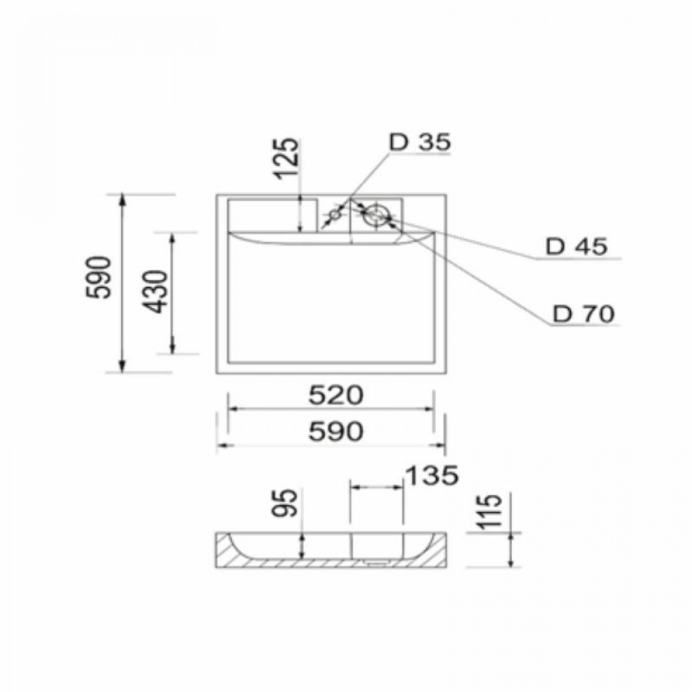 Раковина на стиральную машину Qtap Arvin 595x595x115 мм, White QTARV2365WHI48575 SD00054699