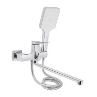 Смеситель для ванны Qtap Nando с длинным поворотным изливом и душевым гарнитуром QTNAN260CRM48652 Chrome