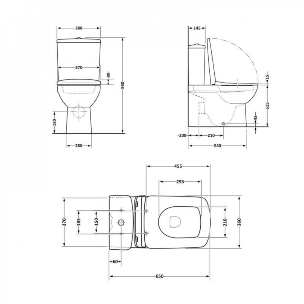 Унітаз-компакт Qtap Crow Eco безобідковий з сідінням Soft-close QTCRO27W48750 SD00054874