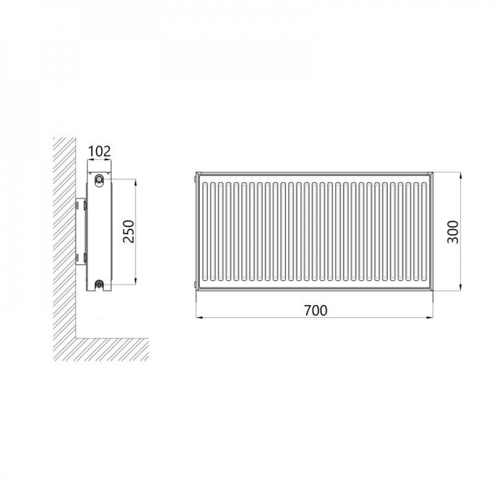 Радиатор стальной Thermo Alliance IMAS 22 тип 300х700 боковое подключение 867 Вт SD00054913