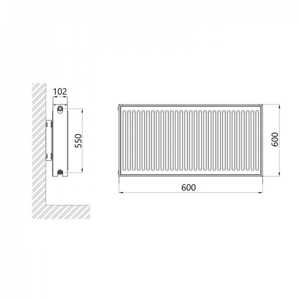 Радіатор сталевий Thermo Alliance IMAS 22 тип 600х600 нижнє підключення 1391 Вт SD00054958