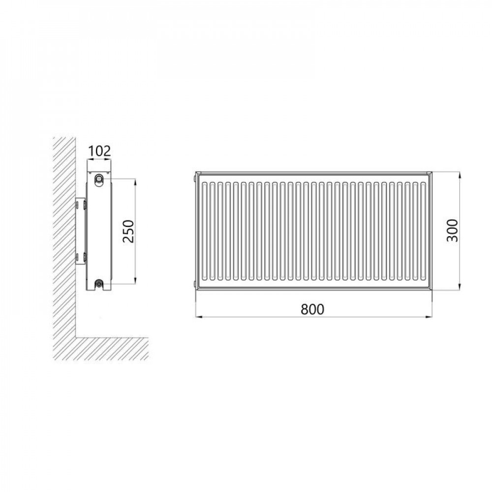 Радиатор стальной Thermo Alliance IMAS 22 тип 300х800 нижний подключение 990 Вт SD00054970