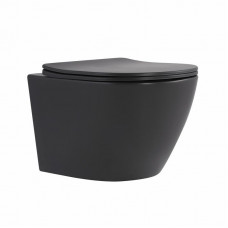 Унітаз підвісний Qtap Robin Ultra Quiet 520×365×340 мм, Anthracite, з сидінням Slim Duroplast / Soft-close / Quick Release