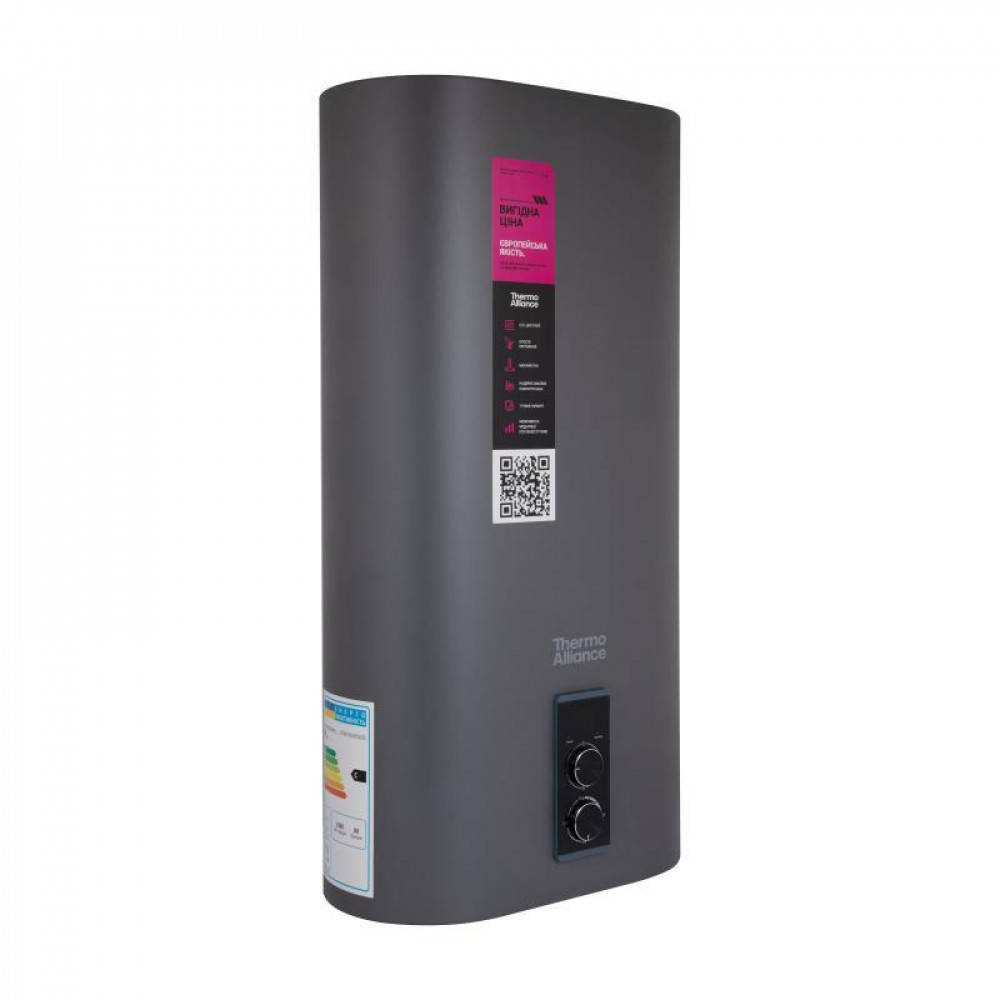 Водонагрівач електричний Thermo Alliance 80 л Grey, плоский вертикальний, мокрий ТЕН 2 кВт (0,8+1,2) DT80V20G(PD)/2G SD00055140