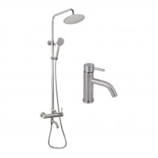 Акційний набір: Lidz Aria 0011F Змішувач для раковини (k35) Nickel + Lidz Aria 1031 Душова система на 3 споживача (з виливом)