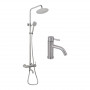 Акционный набор: Lidz Aria 0011F Смеситель для раковины (k35) Nickel + Lidz Aria 1031 Душевая система на 3 потребителя (с изливом) SD00055208
