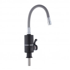 Проточний кран-водонагрівач з гнучким виливом для кухні  Lidz Warm 064  LDWAR064GRE49094 Black/Grey