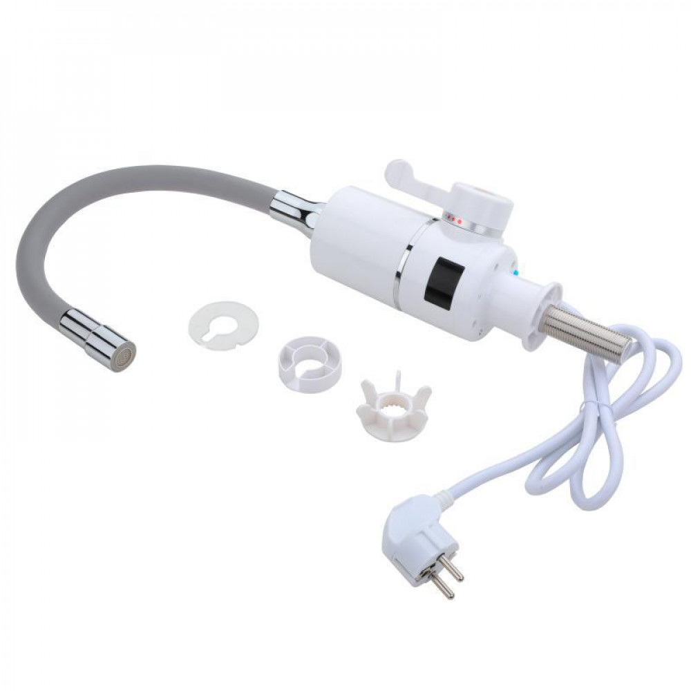 Проточний кран-водонагрівач з гнучким виливом для кухні Lidz Warm 065 LDWAR065GRE49096 White/Grey SD00055220