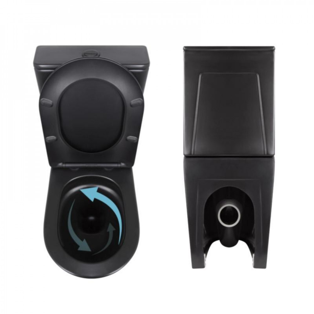 Комплект 2 в 1: підлоговий унітаз Qtap Robin Matt Black QT13226083AMB + набір гігієнічного душу Lidz Aria Black LDARI110BLA43394 SD00055246