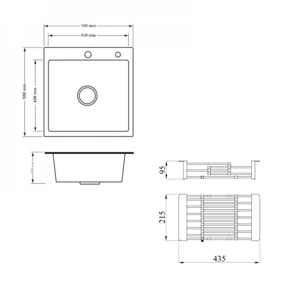 Комплект Lidz Handmade H5050H Мойка для кухни интегрированная Decor Honeycomb в комплекте с дозатором + Lidz K01G Корзина для SD00055250
