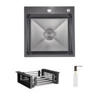 Комплект Lidz Handmade H5050HB Мойка для кухни интегрированная Decor Black PVD Honeycomb в комплекте с дозатором + Lidz K01G