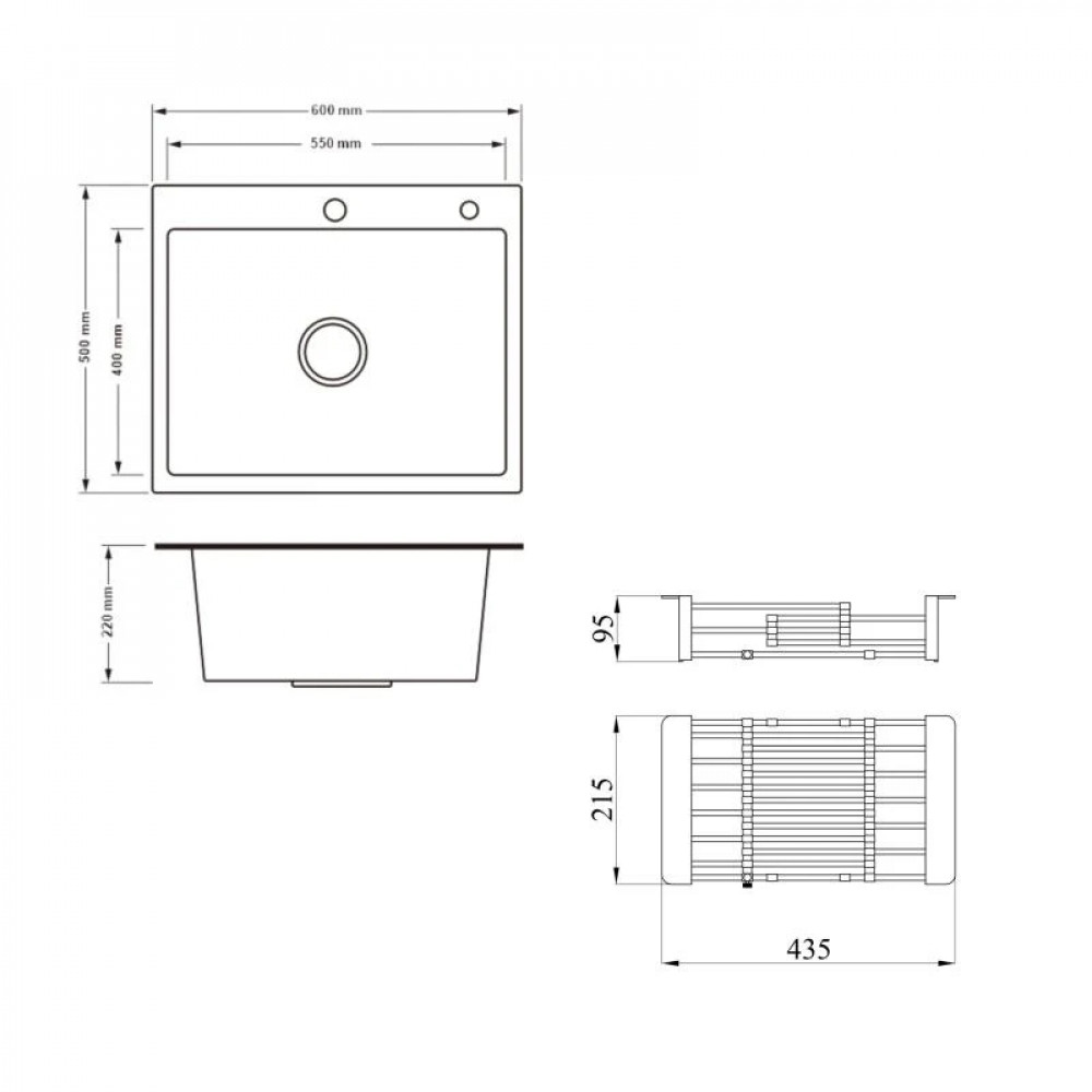 Комплект Lidz Handmade H6050HB Мойка для кухни интегрированная Decor Black PVD Honeycomb в комплекте с дозатором + Lidz K01G SD00055253