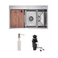 Комплект Lidz Handmade H7545 Мийка для кухні інтегрована Decor Honeycomb LDH7545DEC48372 + Lidz (BLA) Подрібнювач для кухонного