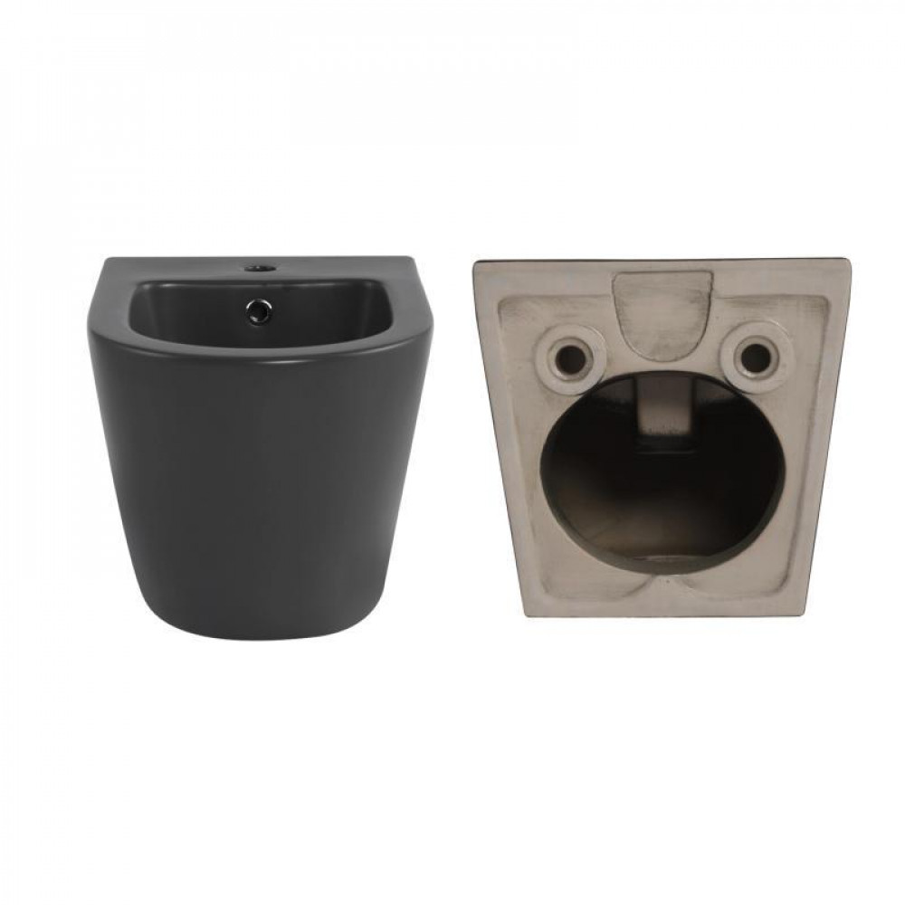 Комплект Qtap Robin Anthracite 3 в 1: підвісний унітаз Ultra Quiet + біде підвісне + раковина накладна QTROBAN49157 SD00055281