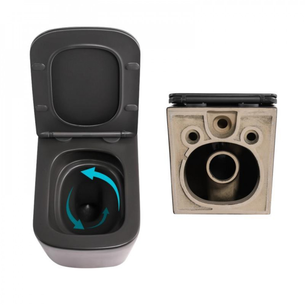 Комплект Qtap Tern Anthracite 3 в 1: підвісний унітаз Ultra Quiet + біде підвісне + раковина накладна QTROBAN49157 SD00055285