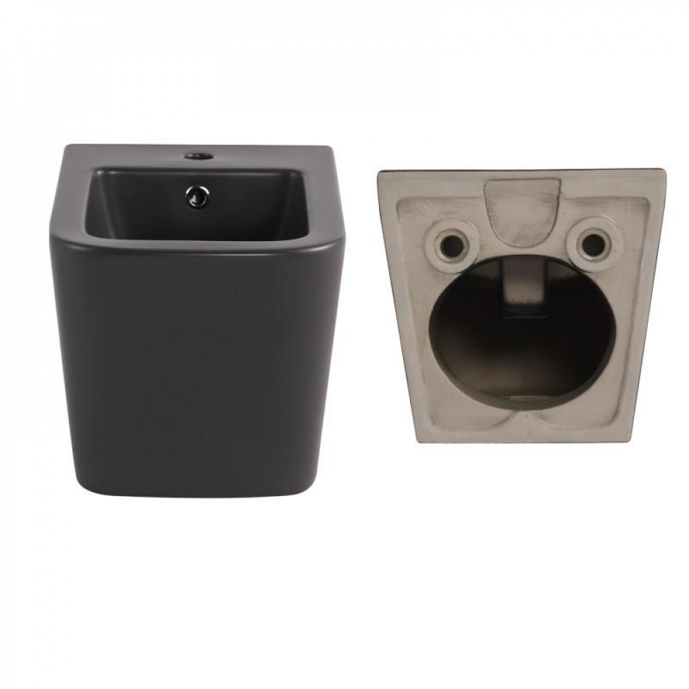 Комплект Qtap Tern Anthracite 3 в 1: підвісний унітаз Ultra Quiet + біде підвісне + раковина накладна QTROBAN49157 SD00055285