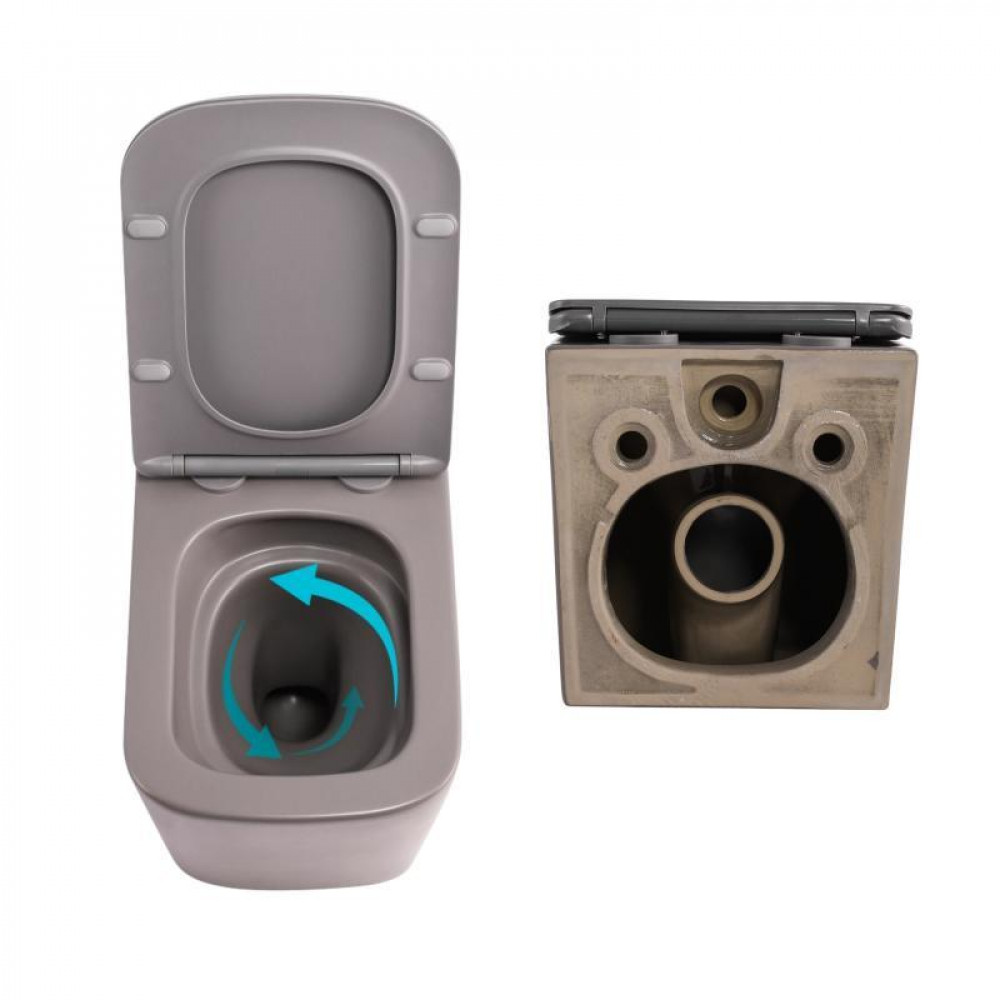 Комплект Qtap Tern Stone grey 3 в 1: підвісний унітаз Ultra Quiet + біде підвісне + раковина накладна QTTERSG49162 SD00055286