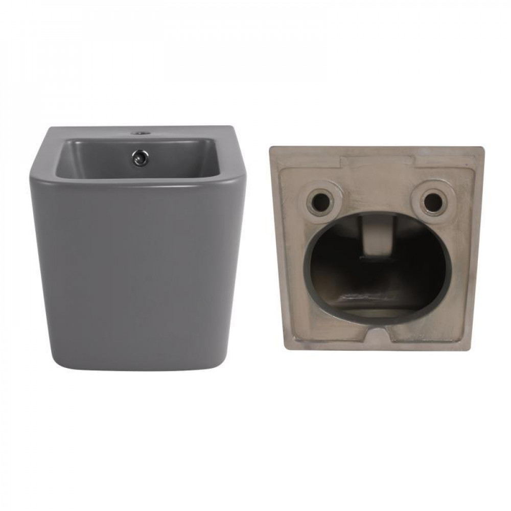 Комплект Qtap Tern Stone grey 3 в 1: підвісний унітаз Ultra Quiet + біде підвісне + раковина накладна QTTERSG49162 SD00055286