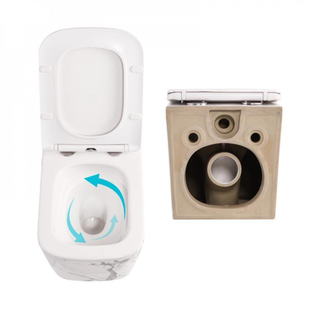 Комплект Qtap Tern Marble 3 в 1: підвісний унітаз Ultra Quiet + біде підвісне + раковина накладна QTTERMR49164 SD00055288