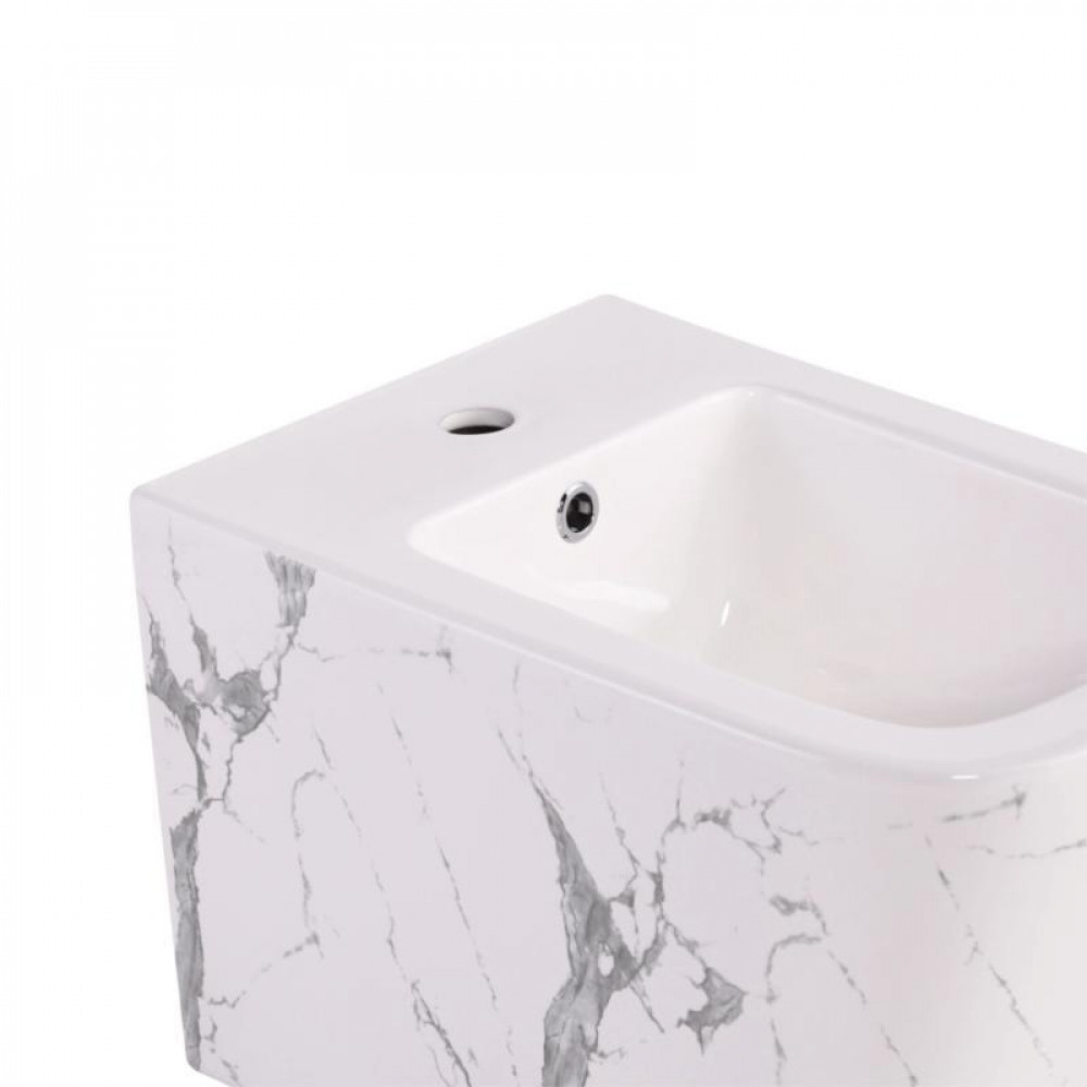 Комплект Qtap Tern Marble 3 в 1: підвісний унітаз Ultra Quiet + біде підвісне + раковина накладна QTTERMR49164 SD00055288