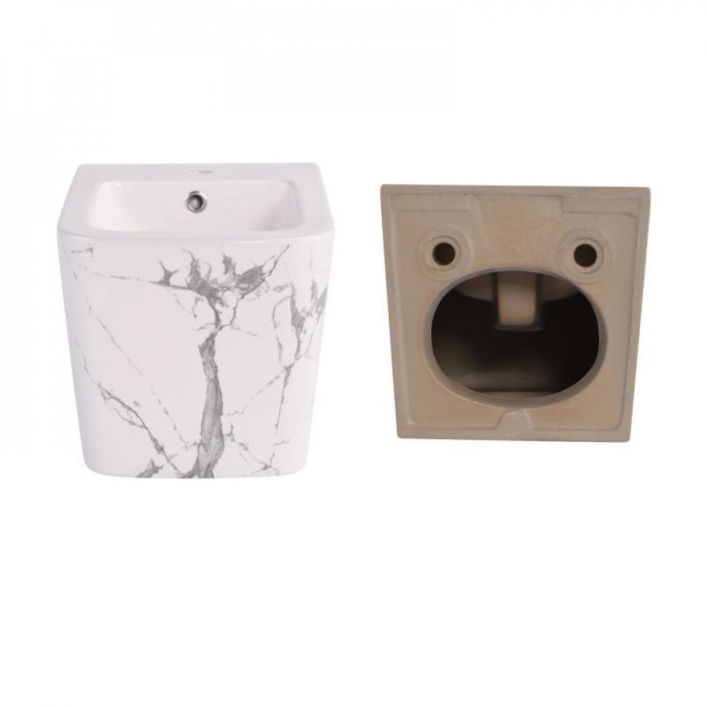 Комплект Qtap Tern Marble 3 в 1: підвісний унітаз Ultra Quiet + біде підвісне + раковина накладна QTTERMR49164 SD00055288