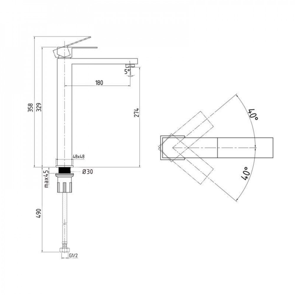 Змішувач для раковини високий Lidz Helix 001FH (k35) LDHEL001FHNKS49179 Nickel SD00055303