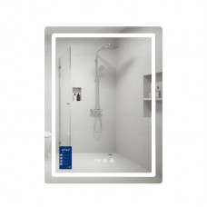 Дзеркало Qtap Mideya (MI2) 600х800 з годинником, з LED-підсвічуванням Touch, з антизапотіванням, димером, рег. яскравості