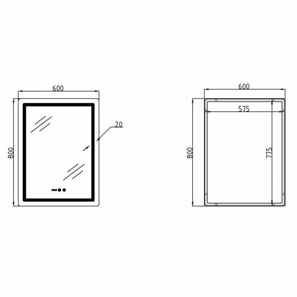 Дзеркало Qtap Mideya (MI2) 600х800 з годинником, з LED-підсвічуванням Touch, з антизапотіванням, димером, рег. яскравості SD00055391