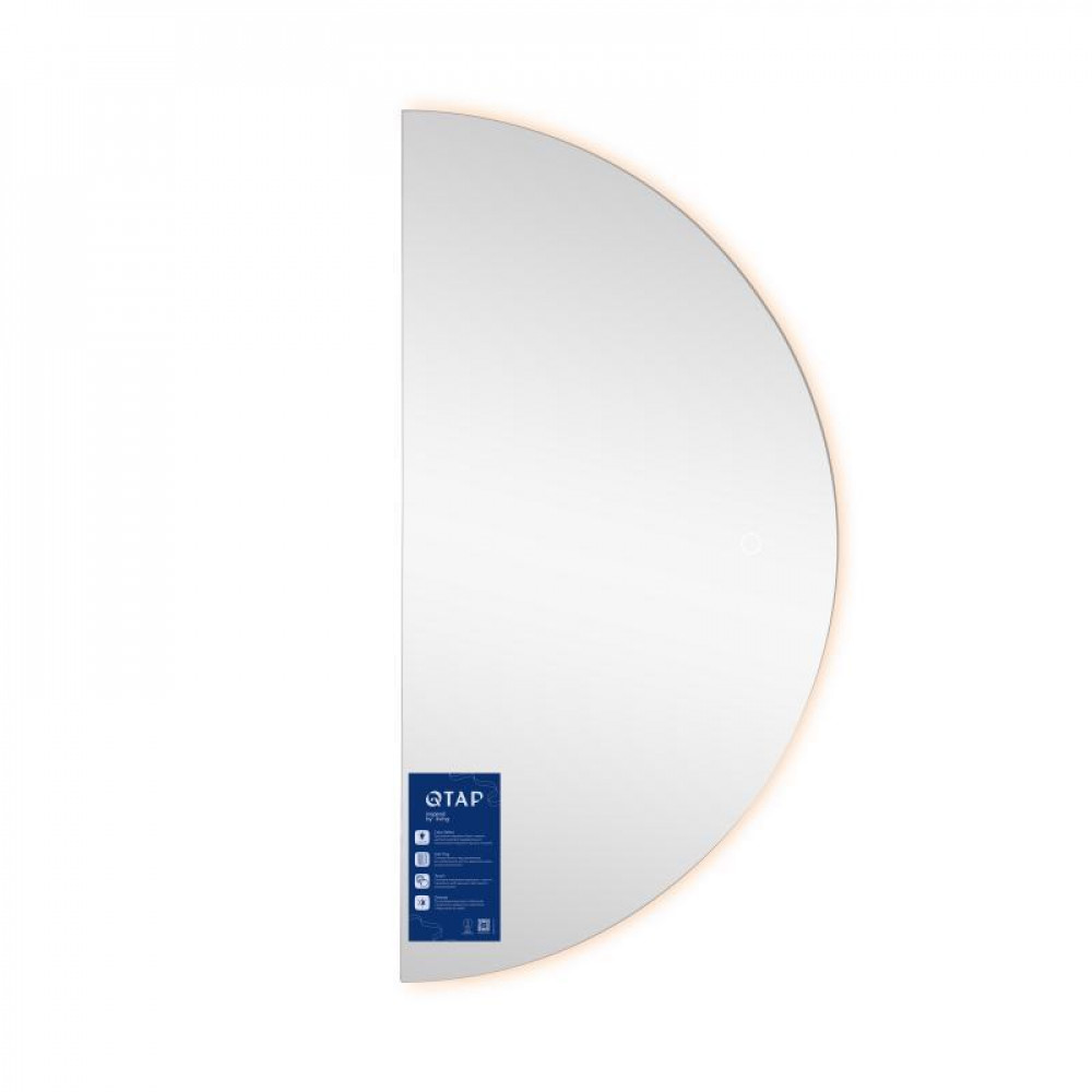 Дзеркало Qtap Taurus HR800 з LED-підсвічуванням Touch, з антизапотіванням, з димером, рег. темп. кольору (3000-6500K) QTTAUHR800 SD00055398