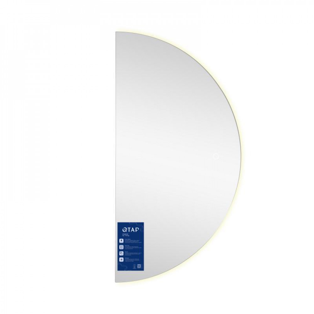 Дзеркало Qtap Taurus HR1200 з LED-підсвічуванням Touch, з антизапотіванням, з димером, рег. темп. кольору (3000-6500K) QTTAUHR1200 SD00055399
