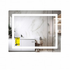Дзеркало Lidz Kubis (KU2) 1000х800 з годинником, з LED-підсвічуванням Touch, з антизапотіванням, з димером, рег. яскравості