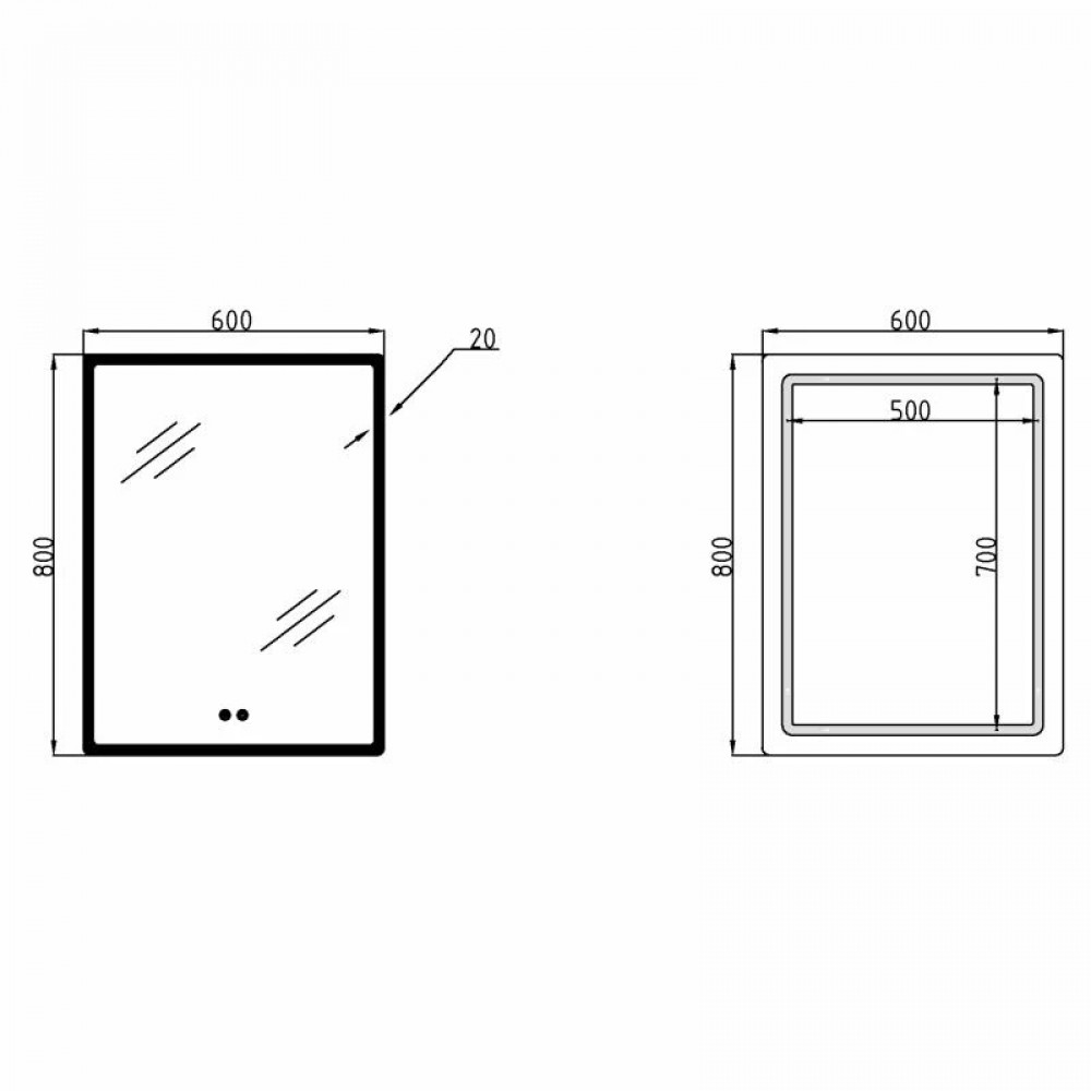 Зеркало Lidz Orion (OR2) 600х800 с LED-подсветкой Touch, с антизапотеванием, с диммером, рег. яркости LDOR60080049292 SD00055416